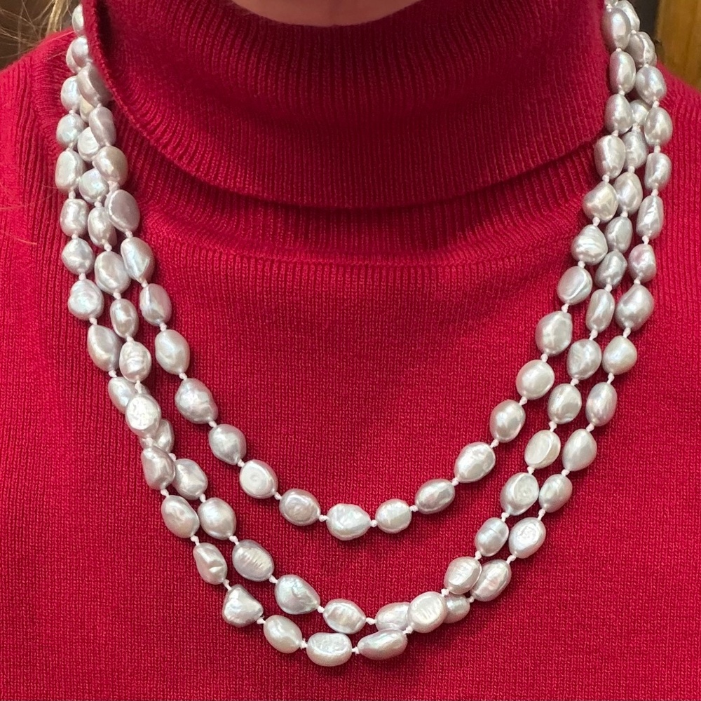 Freshwater Pearls-Elegant Light Gray
